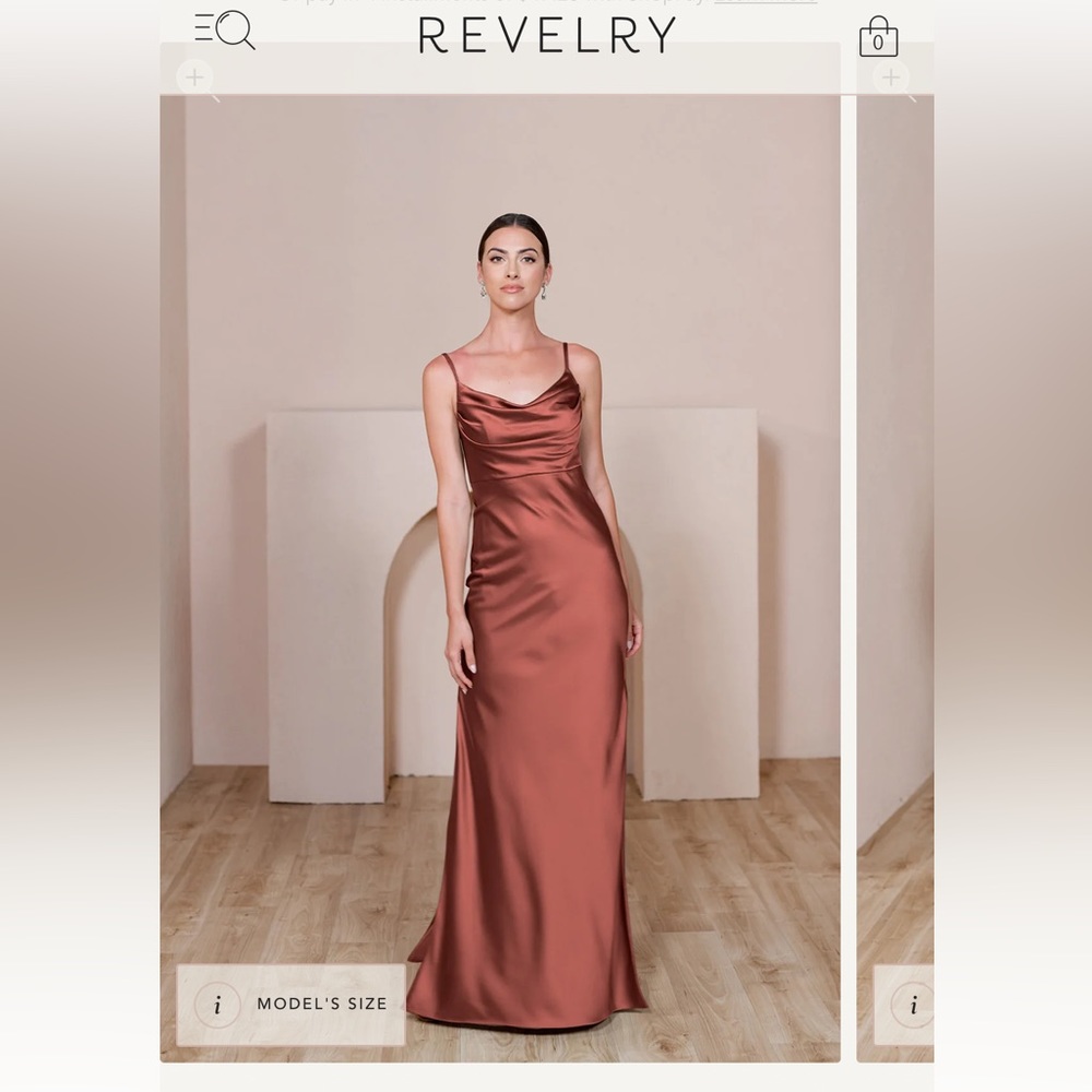 Revelry Skye Satin Dress in Cinnamon Rose NWT
